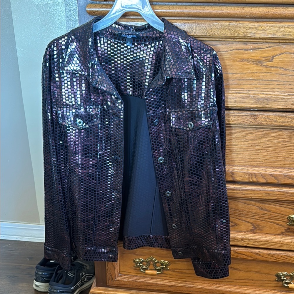Notations Black Jean Jacket with Boxy Cut